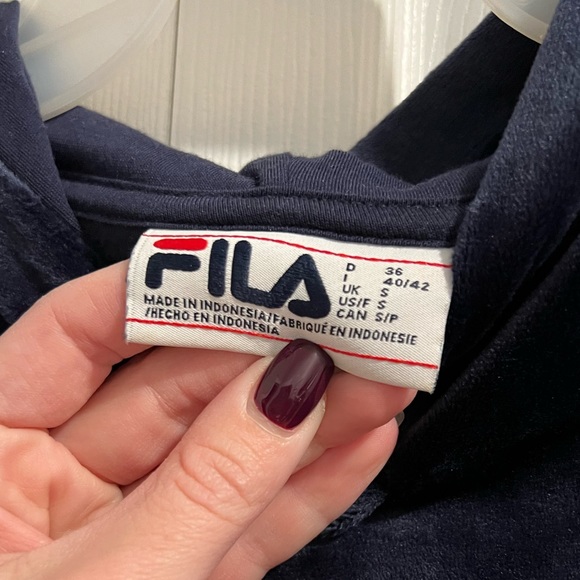Fila Velour cropped hoodie Navy Small super soft! - Picture 6 of 8